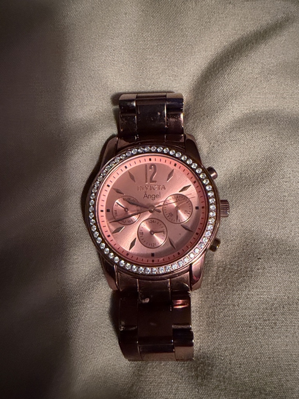 Invicta Angel Rose Gold Tone Crystal Bezel Women's Watch
